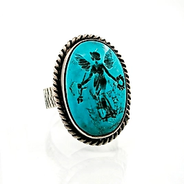 FİRUZE İNTAGLİO SANATI ROMA BOY RESİM YÜZÜK