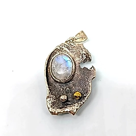 AY TAŞI TASARIM GÜMÜŞ KOLYE