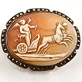 EROS VE SAVAŞ ARABASI SHELL CAMEO KOLYE BROŞ