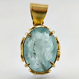 PARAİBA TAŞ TANRIÇA İNTAGLİO KOLYE