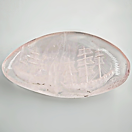 DOĞAL TAŞ - PEMBE KUVARS GEMİ İNTAGLİO CARVİNG