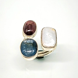 BAROK İNCİ & KYANİT & AKİK TAŞ TASARIMLI GÜMÜŞ YÜZÜK