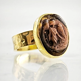 NATÜREL CAM TANRIÇA RÖLYEF YÜZÜK