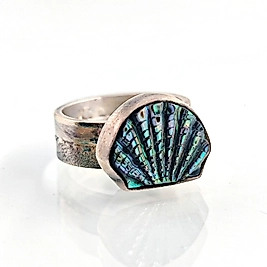 Denizin Kalbi – El Oyması Abalone Yüzük