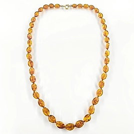 1960’LAR NATÜREL DAMLA KEHRİBAR KLASİK VINTAGE KOLYE