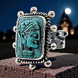 ATHENA KABARTMALI FİRUZE GÜMÜŞ YÜZÜK