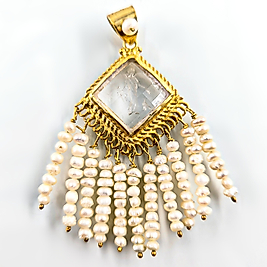 BAŞAK BUKETLİ TANRIÇA İNTAGLİO İNCİLİ KOLYE