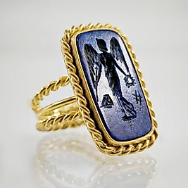 LAPİS LAZULİ TANRIÇA NİKE İNTAGLİO YÜZÜK