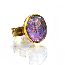 HOLOGRAM YANSIMA AMETİST İNTAGLİO TANRIÇA YÜZÜK