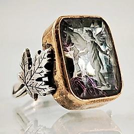 MİSTİK TOPAZ ÜZERİ ROMA TANRIÇA İNTAGLİO YÜZÜK