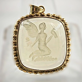 LİMON KUVARS MELEK İNTAGLİO KOLYE