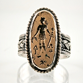 BRONZ - GÜMÜŞ İNTAGLİO YÜZÜK