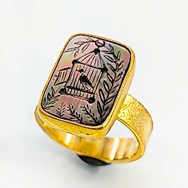 Ruhun Uyanışı – Abalone Kuş Intaglio Yüzük