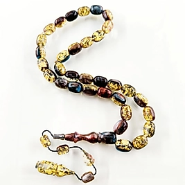 NF ATÖLYESİ YENİLEBİLİR 24K ALTIN PARÇACIKLI SIKMA KEHRİBAR TESBİH