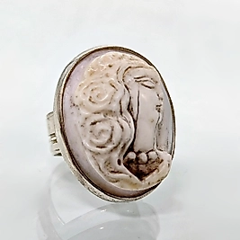 VİKTORYA DÖNEMİ BEYAZ SHELL CAMEO YÜZÜK