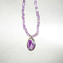 AMETİST TAŞLI GÜMÜŞ KOLYE