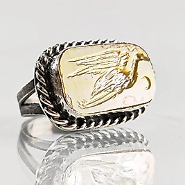 BALIKÇILIN SESSİZLİĞİ SEDEF İNTAGLİO OYMA YÜZÜK