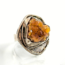 BOLLUK TAŞI; HAM SİTRİN TAŞ TASARIMLI GÜMÜŞ YÜZÜK