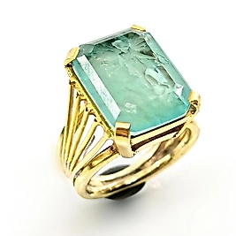 PARAİBA ÜZERİ KANATLI TANRIÇA İNTAGLİO YÜZÜK