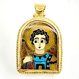 CAM MİNE SANATIYLA TASARLANMIŞ AZİZ GEORGE İKON PENDANT