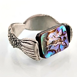 KANATLI TANRIÇA & BALIK BİRLİĞİ  ABALONE MÜHÜR YÜZÜK