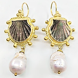 DENİZİN HAFIZASINDAN BİR ÇİFT İNCİLİ SHELL KÜPELER