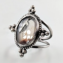 MOSS AGAT LEYLEK İNTAGLİO YÜZÜK