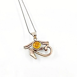 HORUSUN GÖZÜ TASARIM SİTRİN TAŞLI GÜMÜŞ KOLYE