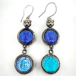 ASLANIN GÜCÜ VE ANTİK SİKKE RUHU CAM RÖLYEF ANTİK KÜPELER