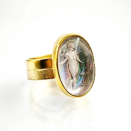 HOLOGRAM YANSIMA KUVARS İNTAGLİO TANRIÇA YÜZÜK