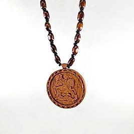 TAMAMEN AHŞAP ST. GEORGE CARVİNG KOLYE