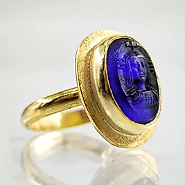 BİZANS İMPARATORİÇE CAM RÖLYEF YÜZÜK