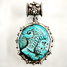 KOÇ BAŞI MİĞFERLİ SAVAŞÇI NATÜREL FIRUZE KOLYE