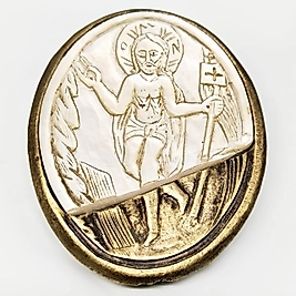 KIRIK KISMI TAMAMLANMIŞ SEDEFTE İSA FİGÜRÜ İKONA KOLYE