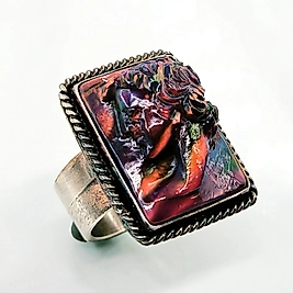 APOLLON'UN YANSIMASI BLACK OPAL (LAB) CARVİNG YÜZÜK