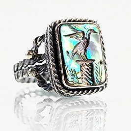 YÜKSELİŞ SÜTUNU SEDEF İNTAGLİO KUŞ YÜZÜK