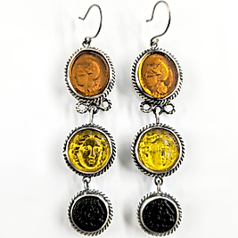 EFSANELERİN BİRLEŞİMİ ANTİK STİLDE CAM RÖLYEF KÜPELER