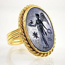 LAPİS LAZULİ İNTAGLİO ROMA BOY RESİM YÜZÜK