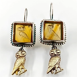 AKİK BAYKUŞ İNTAGLİO KÜPELER