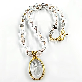 ATHENA NECEF & İNCİ BULUŞMALI İNTAGLİO KRİSTAL KABEŞON KOLYE