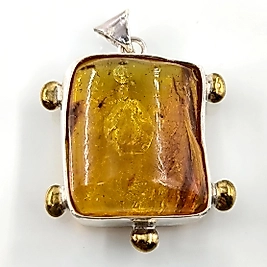 ÇİFT SİNEK FOSİLLİ BALTIK DAMLA KEHRİBAR KOLYE