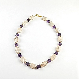 AMETİST VE BAROK İNCİ KOLYE