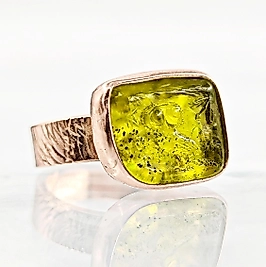 CAM ÜZERİ BAYKUŞ RÖLYEF ANTİK STİL YÜZÜK