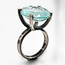 PARAİBA ÜZERİ KANATLI TANRIÇA İNTAGLİO YÜZÜK