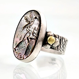 UÇUŞUN ASİL DANSI SEDEF İNTAGLİO  YÜZÜK