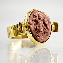 NATÜREL CAM TANRIÇA RÖLYEF YÜZÜK