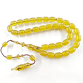 NASIR FİDAN USTA ATÖLYESİ TRAŞLI OSMANLI BENZETME 14 AYAR ALTIN İMZA SIKMA KEHRİBAR TESBİH