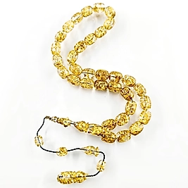 NF ATÖLYESİ YENİLEBİLİR 24K ALTIN PARÇACIKLI SIKMA KEHRİBAR TESBİH