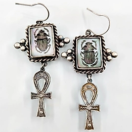 SEDEF İNTAGLİO SCARAB KÜPELER