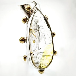 RUTİLLİ KUVARS İNTAGLİO GÜMÜŞ KOLYE